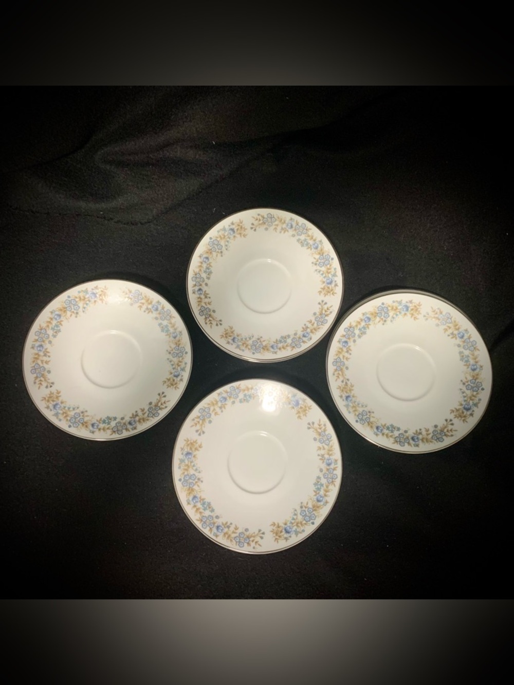 (2) Vintage Oxford “Blue Heaven” Saucers Bundle – Japan – Blue Floral Pattern